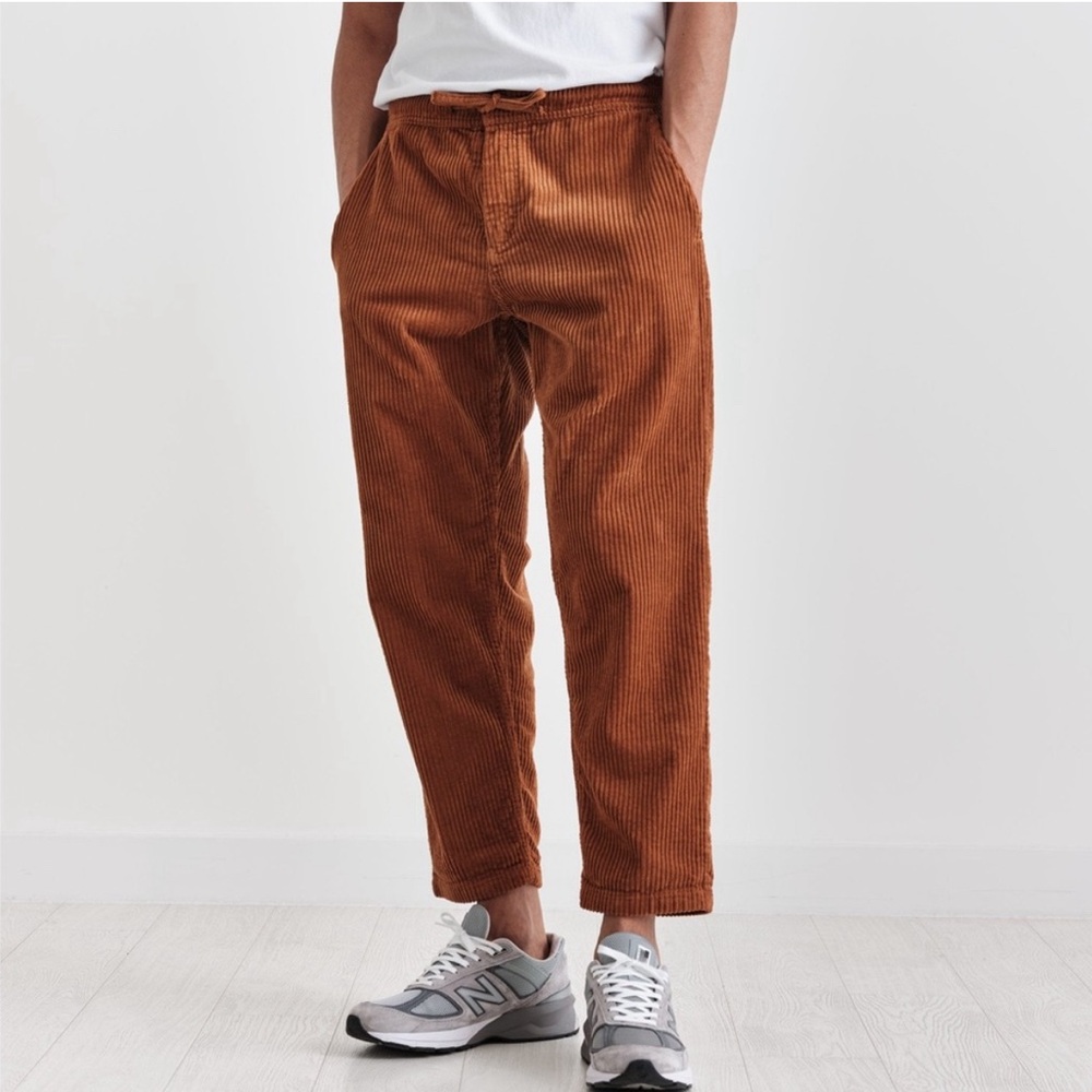 Wax London Pants Mens 32 Brown Corduroy Trousers Drawstring